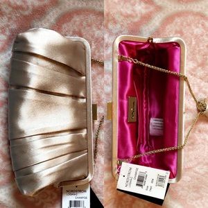 NWT Nina Logan Champagne Clutch with Gold Chain